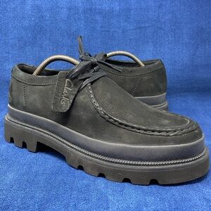 Size 10 Clarks Men's Badell Seam Black Nubuck 26176718 new without box some dust